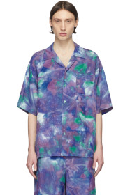 Marni - Chemise à motif tie-dye bleue Jacquard