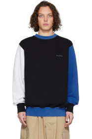 Marni - Pull molletonné contrasté à logo bleu et noir