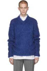 Marni - Pull en mohair bleu Brushed Finish