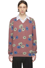 Marni - Pull fleuri bourgogne