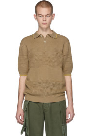 Marni - Polo en maille beige Ajour Stripe