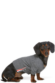 Thom Browne - Grey Cashmere 4-Bar Rib Knit Dog Cardigan