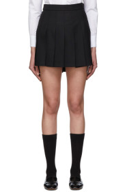 Thom Browne - Black Wool Dropped Back Pleated Miniskirt