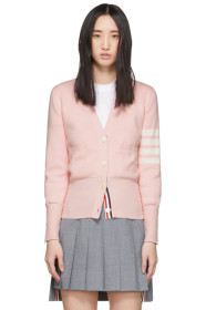 Thom Browne - Cardigan rose Milano Stitch 4-Bar