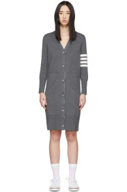 Thom Browne - Cardigan long gris Milano Stitch 4-Bar