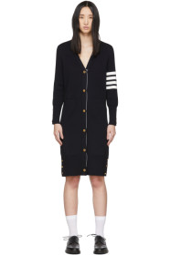 Thom Browne - Cardigan long bleu marine Milano Stitch 4-Bar