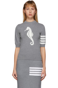 Thom Browne - Grey Sea Horse Short Sleeve Crewneck