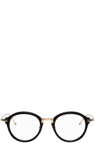 Thom Browne - Black & Gold Round Glasses