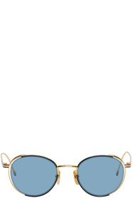 Thom Browne - Gold & Navy TB-106 Sunglasses