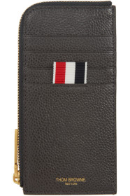 Thom Browne - グレー 4BAR ブラインド エンボス ハーフ ジップ アラウンド カード ホルダー