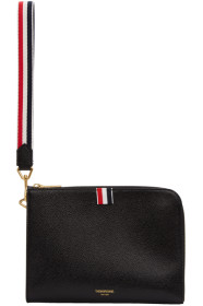 Thom Browne - Porte-documents à dragonne noir Small