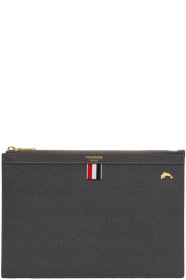 Thom Browne - Étui pour tablette gris Small Dolphin Icon
