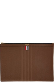 Thom Browne - Brown Medium Gusset Zipper Tablet Holder