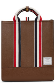 Thom Browne - Cabas doublé en cuir brun