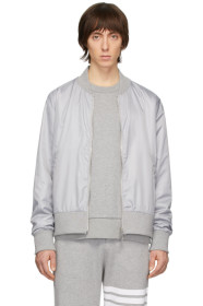 Thom Browne - Blouson aviateur en tissu anti-déchirures gris Center-Back Stripe
