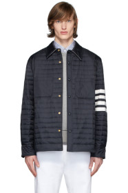 Thom Browne - Blouson matelassé en duvet bleu marine 4-Bar Shirt