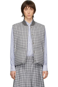 Thom Browne - Veste en duvet grise Buffalo Check