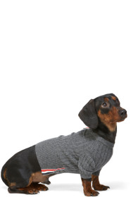 Thom Browne - Grey Cashmere 4-Bar Rib Knit Dog Sweater