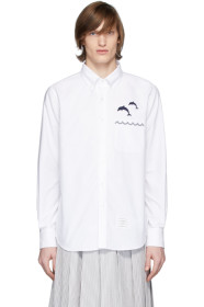 Thom Browne - 白色 Jumping Dolphins Straight Fit 牛津纺衬衫