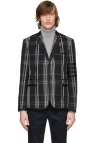 Thom Browne - Blazer en crépon à carreaux noir Classic