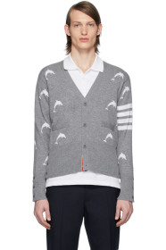 Thom Browne - Cardigan gris Dolphin Half Drop