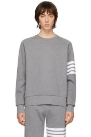 Thom Browne - Pull molletonné en maille gaufrée gris 4-Bar