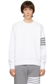 Thom Browne - Pull molletonné en maille gaufrée blanc 4-Bar