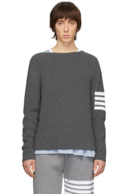 Thom Browne - Pull gris 4-Bar Stitch