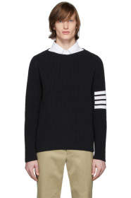 Thom Browne - Pull bleu marine 4-Bar Stitch