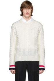 Thom Browne - Pull en laine de mérinos blanc cassé Aran Cable