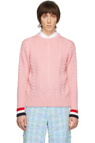 Thom Browne - 粉色 Aran Cable 美利奴羊毛毛衣