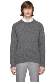 Thom Browne - Pull en mohair gris Center Back Stripe