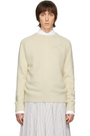 Thom Browne - Pull blanc cassé Jersey Stitch Center-Back Stripe