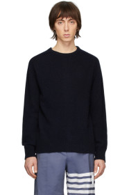 Thom Browne - Pull bleu marine Jersey Stitch Center-Back Stripe