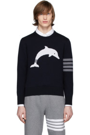Thom Browne - Pull bleu marine Dolphin Icon