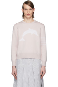Thom Browne - Pull à col ras du cou rose Dolphin Icon 4-Bar