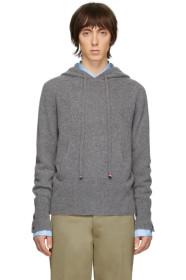 Thom Browne - Pull à capuche en cachemire gris Over-Washed