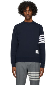 Thom Browne - Pull molletonné bleu marine 4-Bar Classic