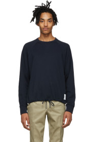 Thom Browne - Pull molletonné à cordon coulissant bleu marine