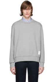 Thom Browne - Pull molletonné gris RWB Stripe