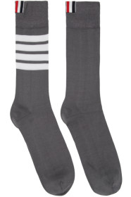 Thom Browne - Grey 4-Bar Mid-Calf Socks