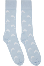 Thom Browne - Blue Intarsia Dolphin Icon Socks