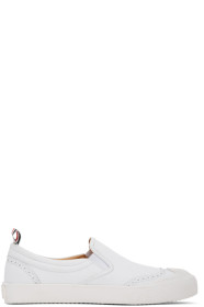Thom Browne - Baskets à enfiler blanches Vulcanized Brogued