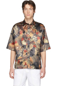 Boramy Viguier - Chemise à manches courtes noire Printed