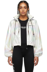 Kenzo - White Iridescent Cropped Windbreaker Jacket
