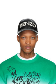 Kenzo - ブラック レザー ロゴ キャップ