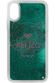 Kenzo - Étui pour iPhone X/XS scintillant vert Tiger Head
