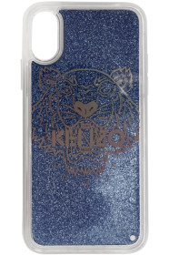 Kenzo - Étui pour iPhone X/XS scintillant bleu Tiger Head