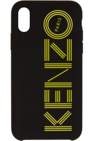Kenzo - Étui pour iPhone X/XS noir et jaune 'Paris'