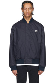 Kenzo - Blouson aviateur réversible bleu marine et blanc Fishnet